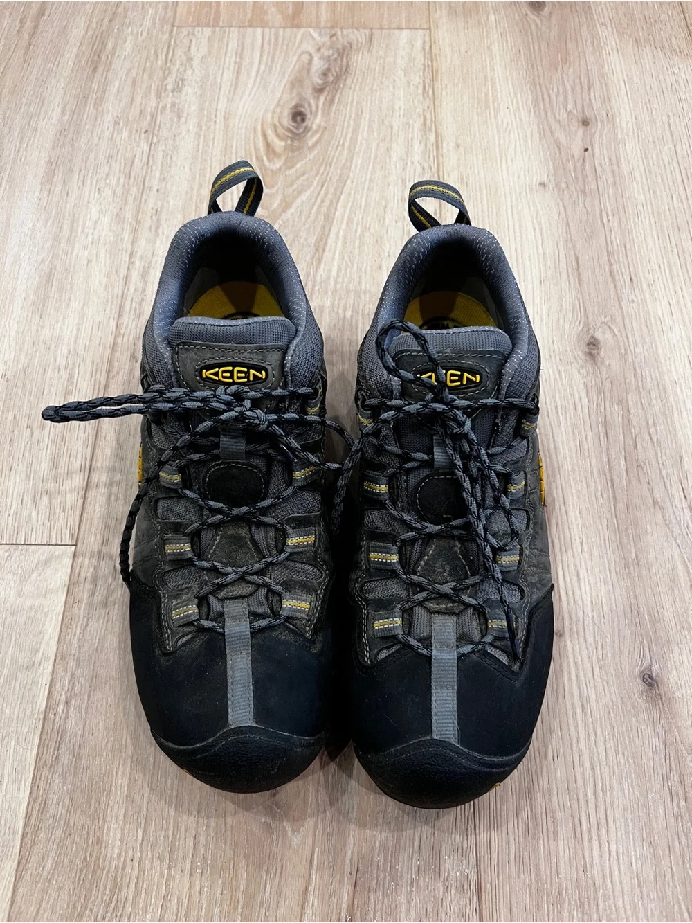 Keen Black & Gray Trail Shoes with Yellow Accents